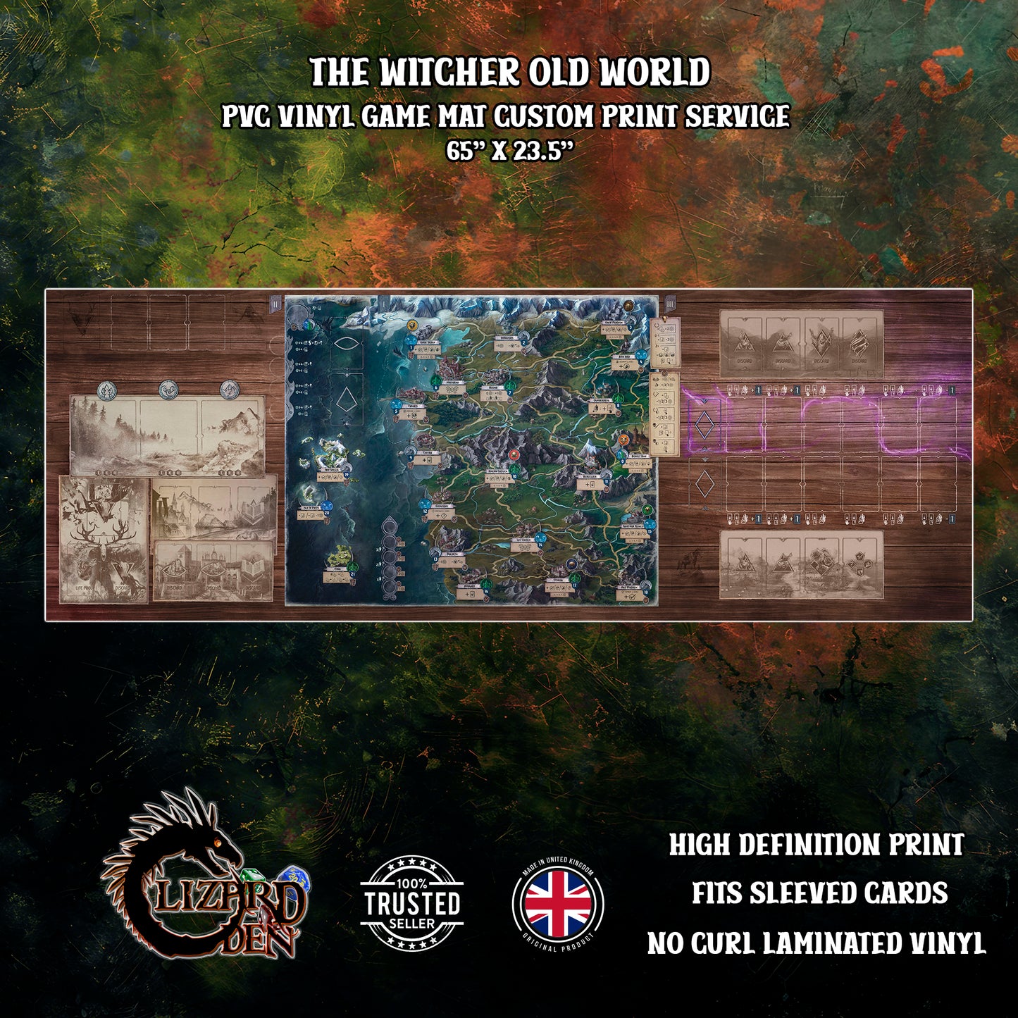Witcher Old World Vinyl Game Mat - Custom Print Service