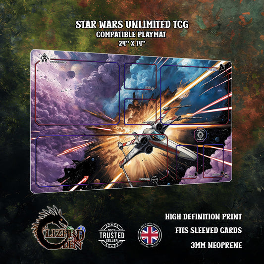 Star Wars: Unlimited fighter ship in flight with explosion in the background