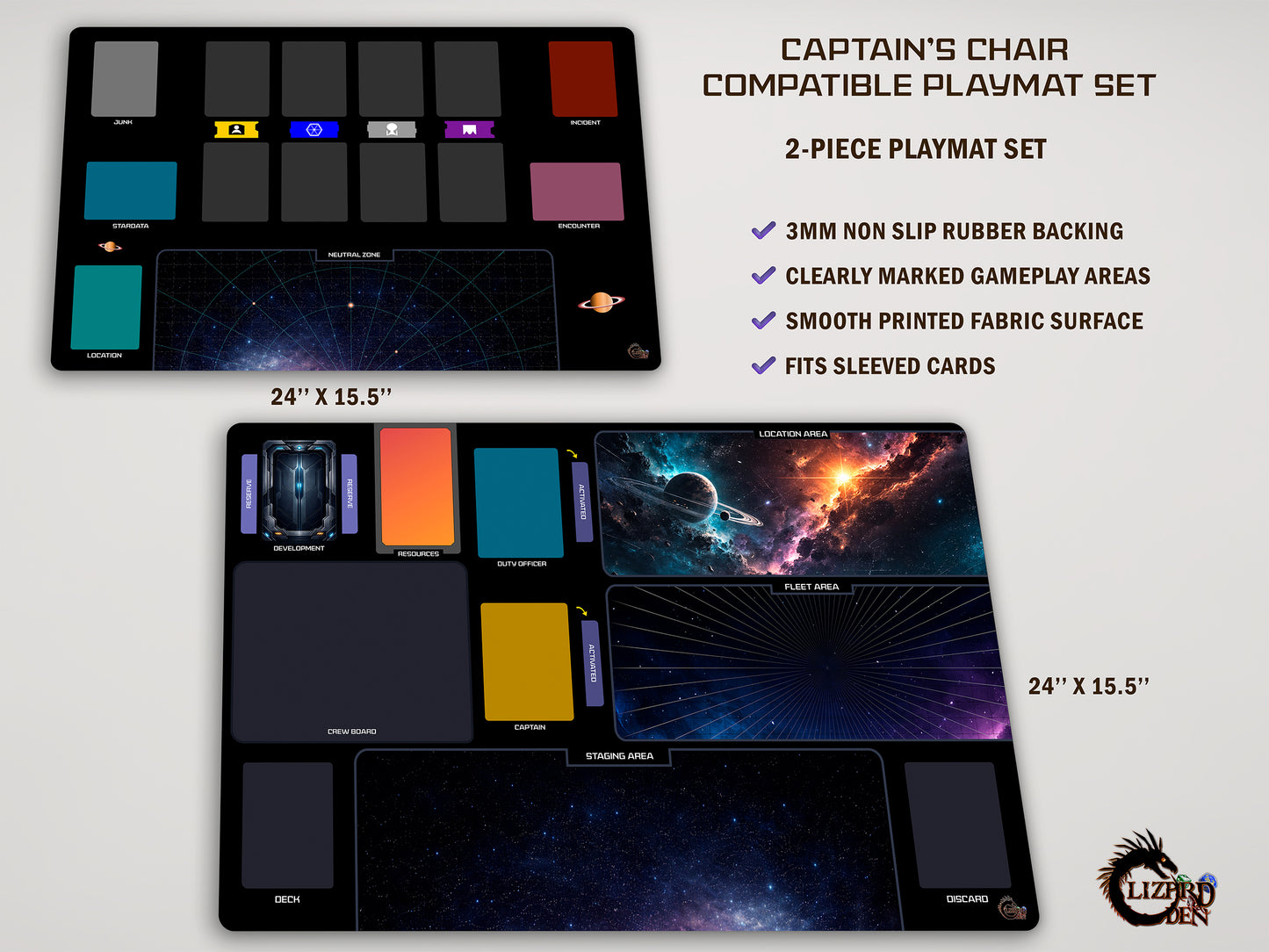 Star Trek: Captain's Chair Compatible 2-Piece Neoprene Playmat Set