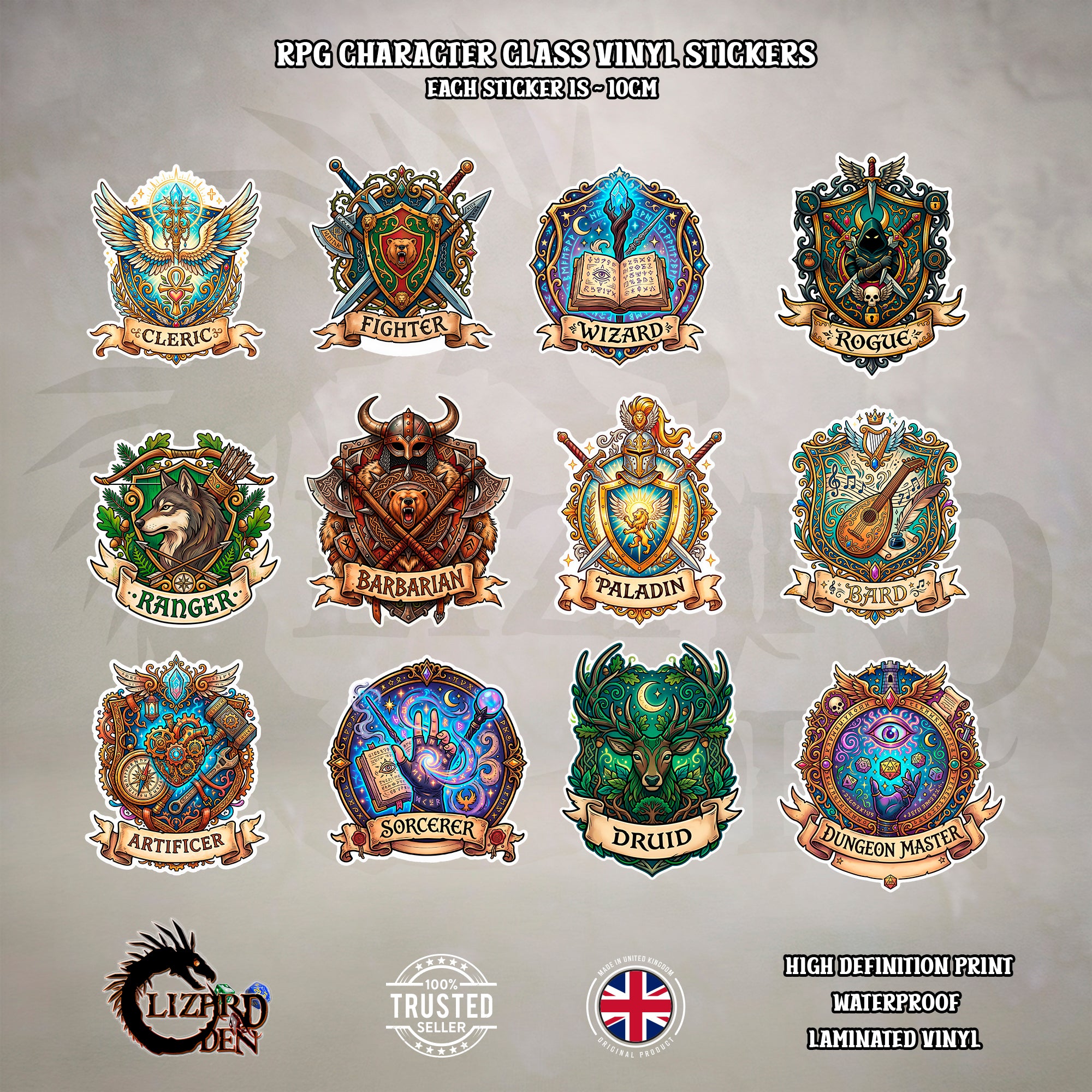 RPG Character Class Vinyl Stickers Collection – Lizard Den