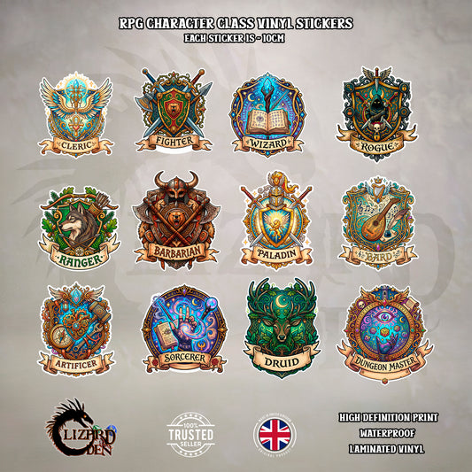 RPG Character Class Vinyl Stickers Collection