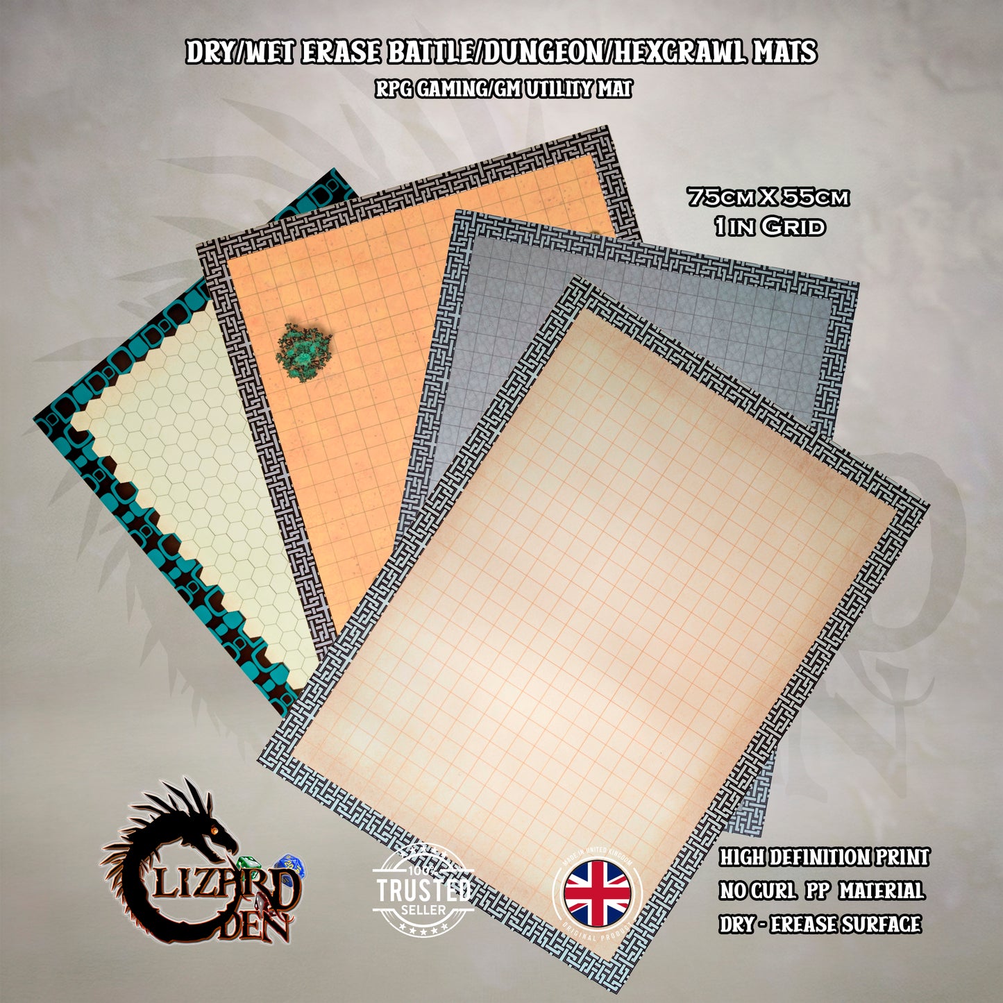 Dry/Wet Erase Battle/Dungeon/Hexcrawl Mats