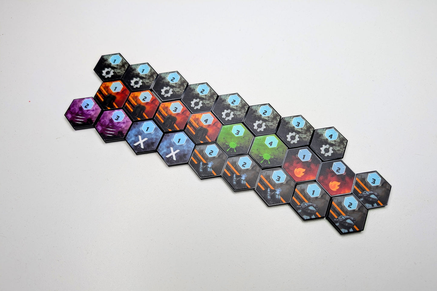 Nemesis Exploration Tokens – 26 Acrylic Hex Token Upgrade Set