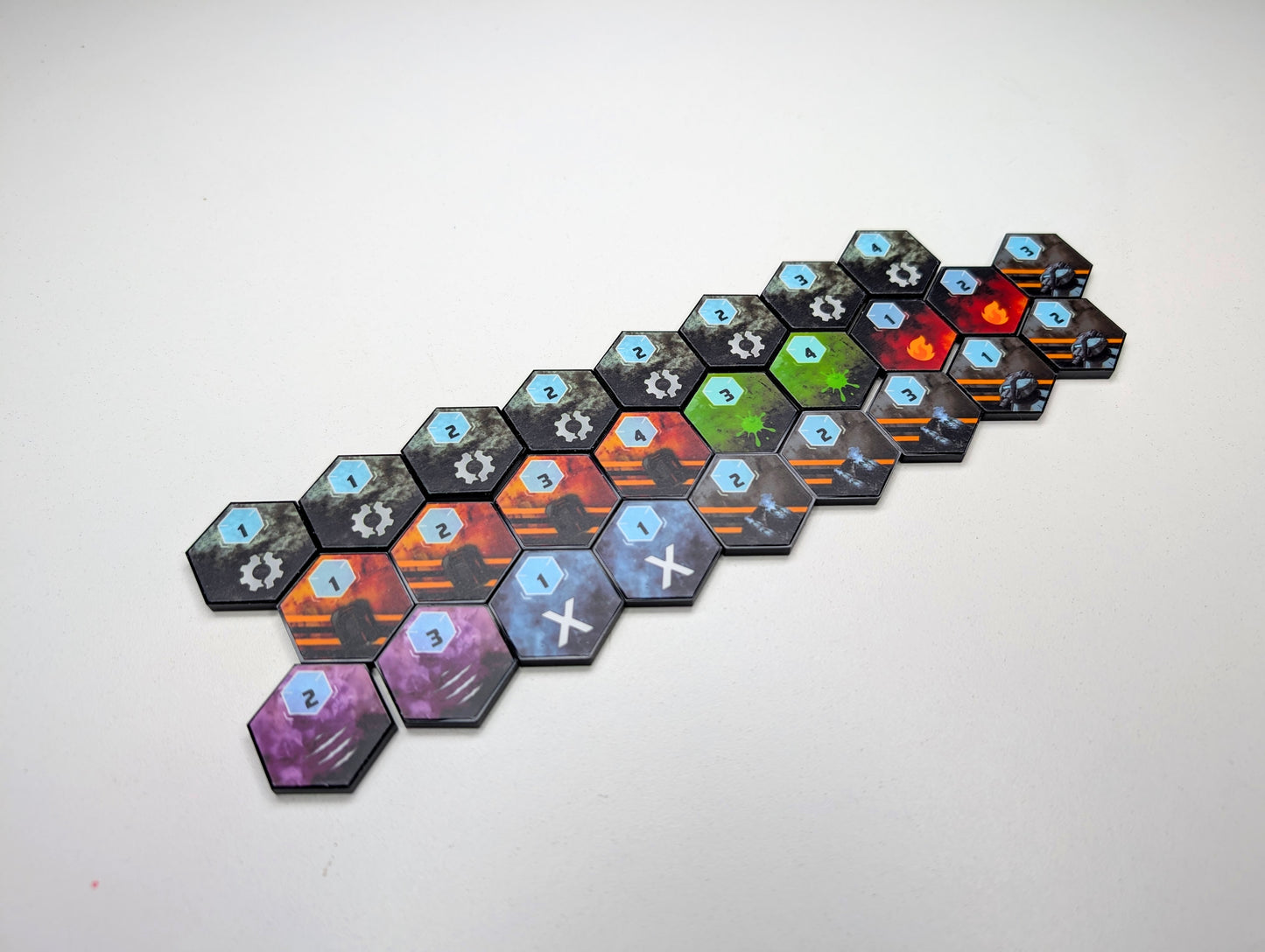 Nemesis Exploration Tokens – 26 Acrylic Hex Token Upgrade Set
