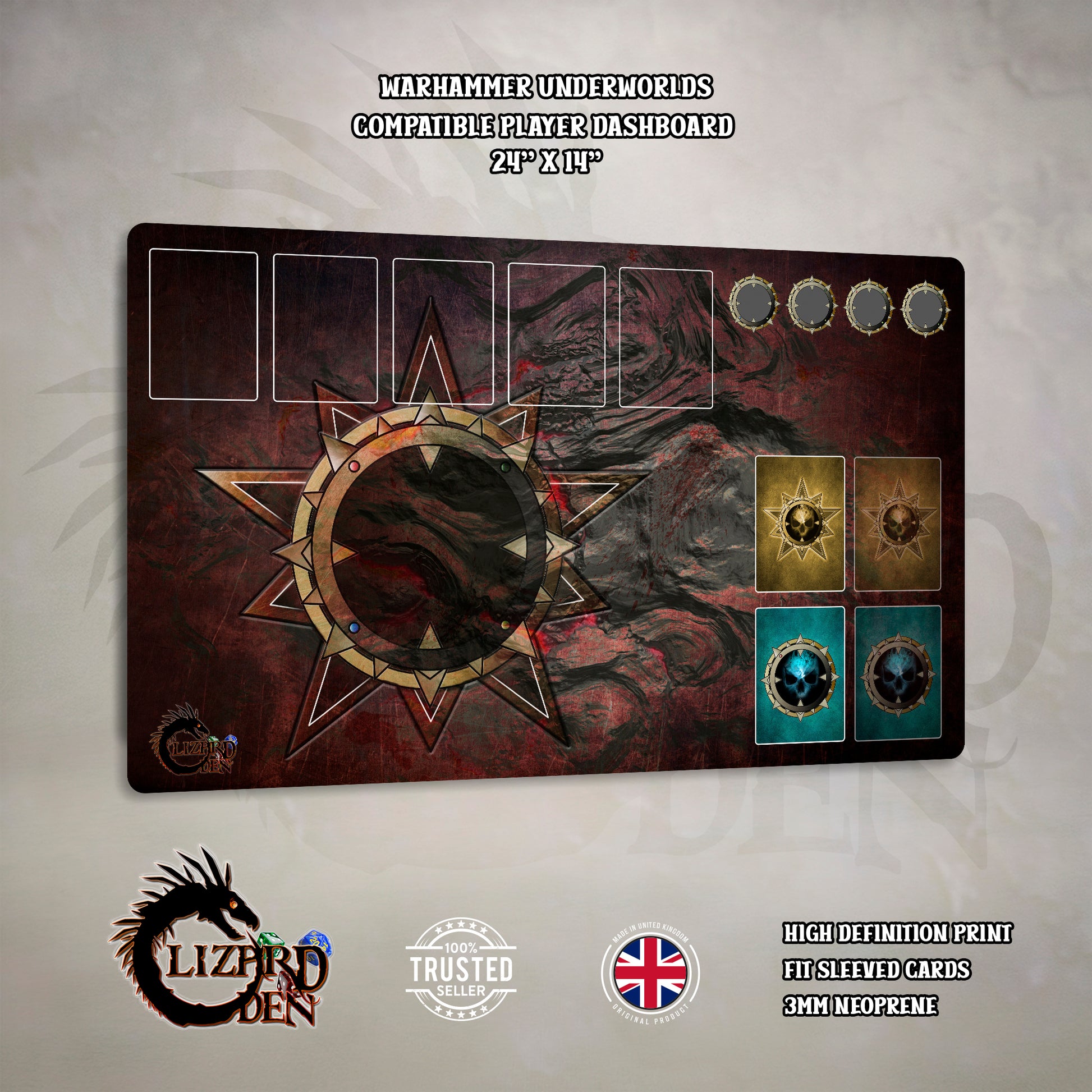shadespire card sleeves Warhammer Underworlds Custom Playmat – Lizard Den
