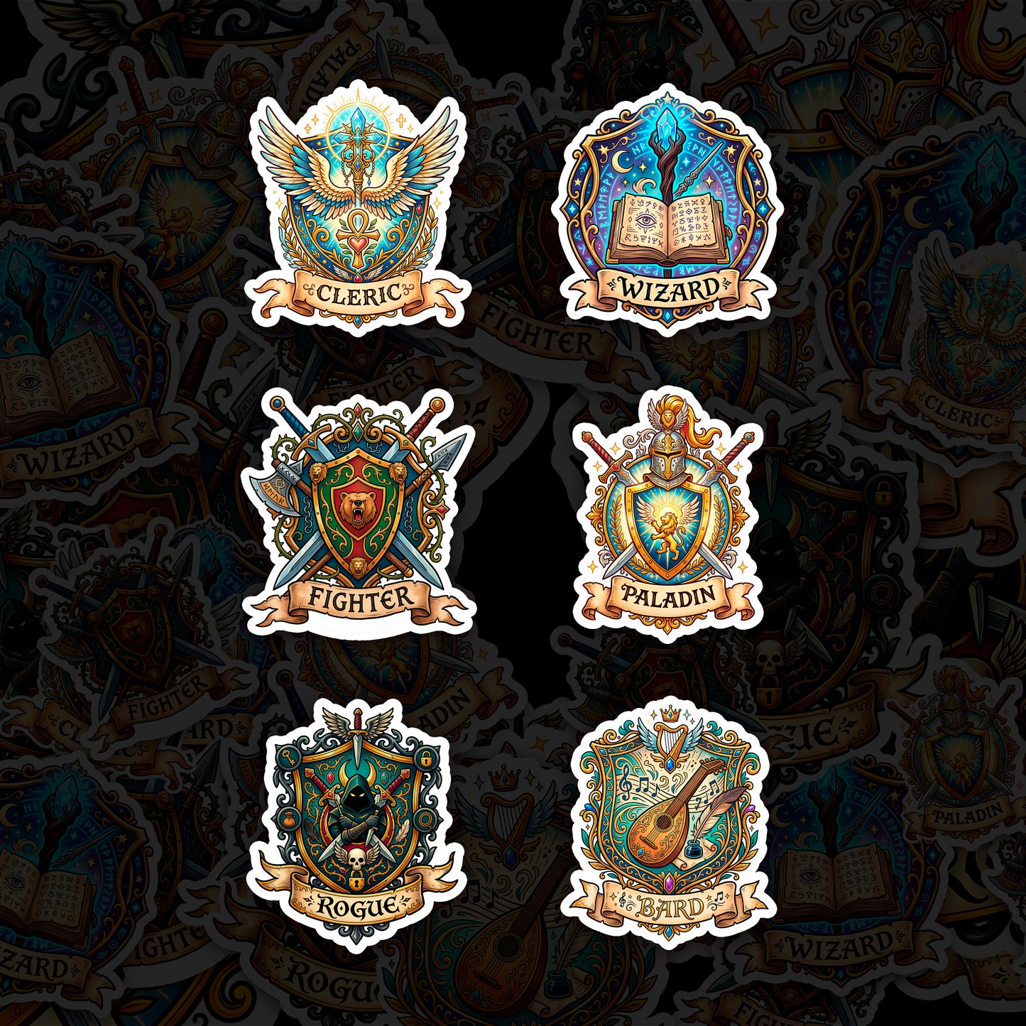 RPG Character Class Vinyl Stickers Collection
