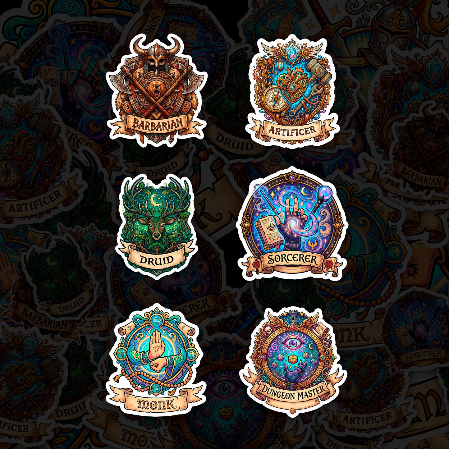 RPG Character Class Vinyl Stickers Collection