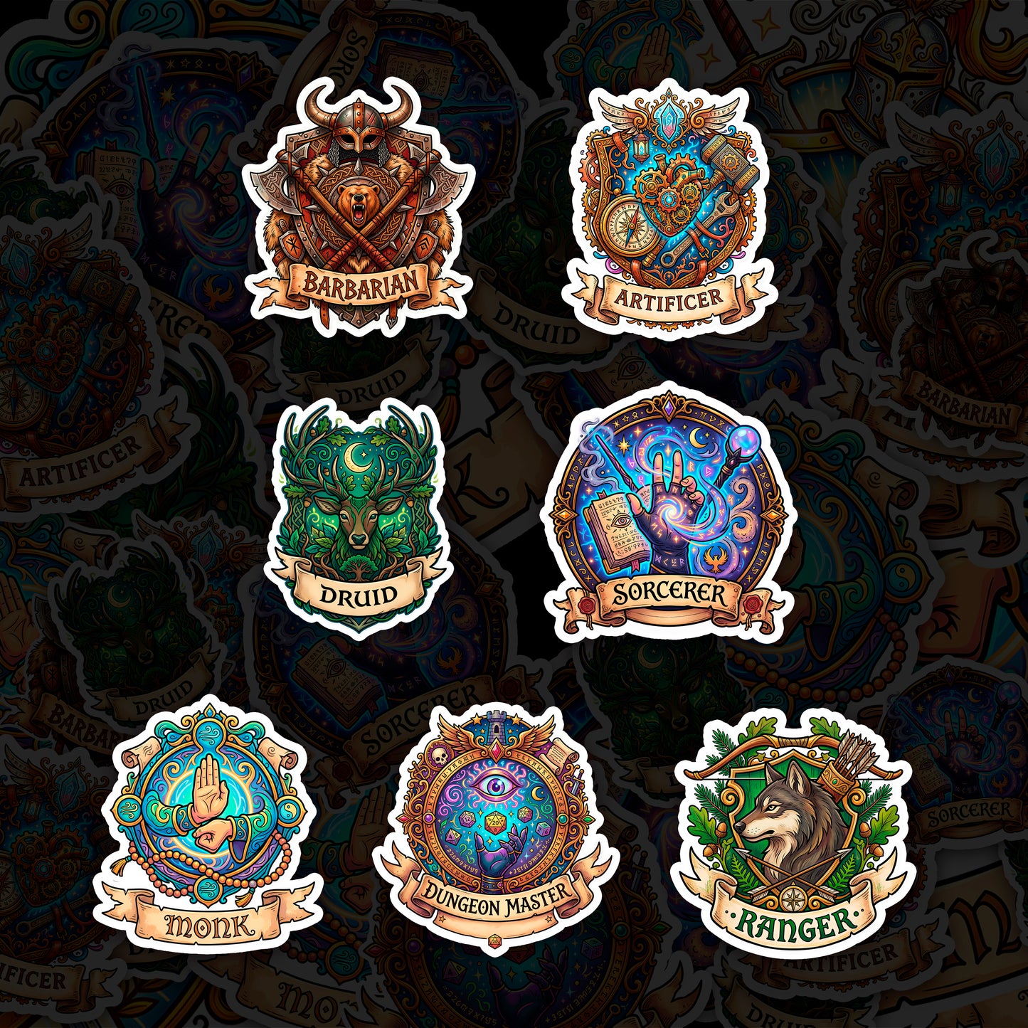 RPG Character Class Vinyl Stickers Collection