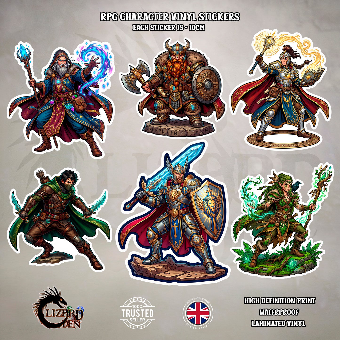 Fantasy RPG Character Vinyl Stickers – Choose Your Character