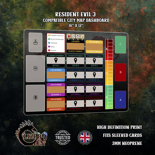 Resident Evil 3 Board Game City Map Dashboard Mat