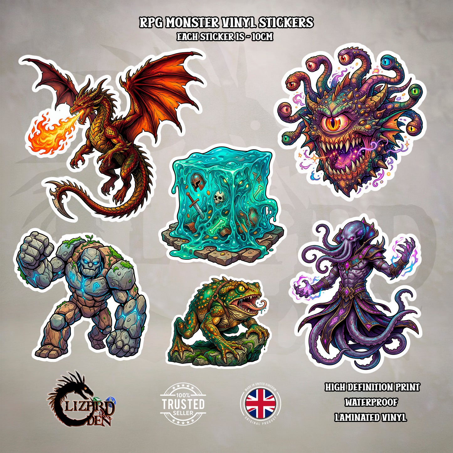 Fantasy Monster Vinyl Stickers – Choose Your Monster